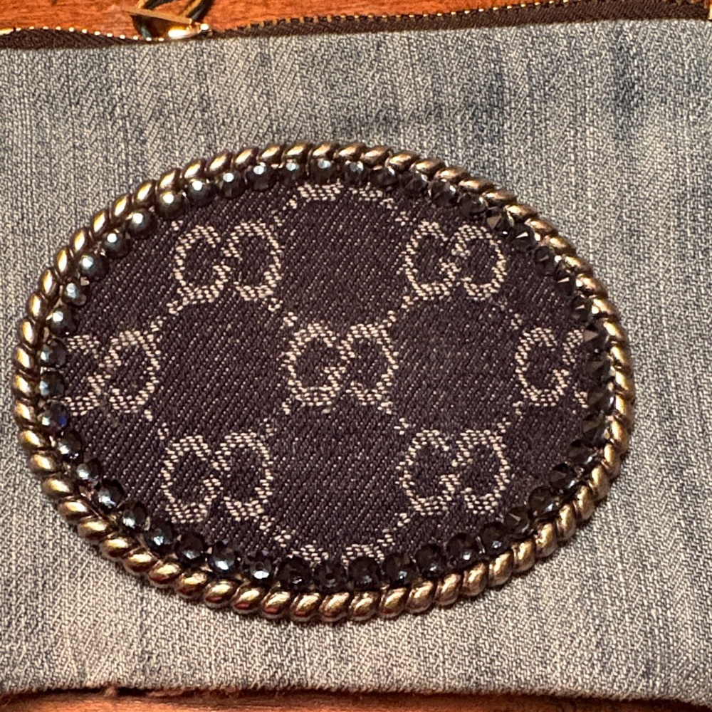 Gucci Denim and Gold Cosmetic Case